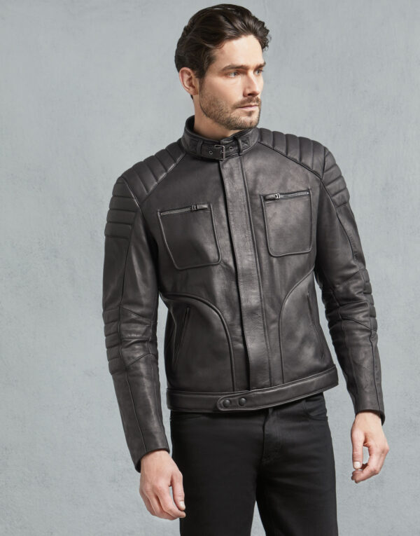 Apex Rider men's black biker leather jacket - RustTale
