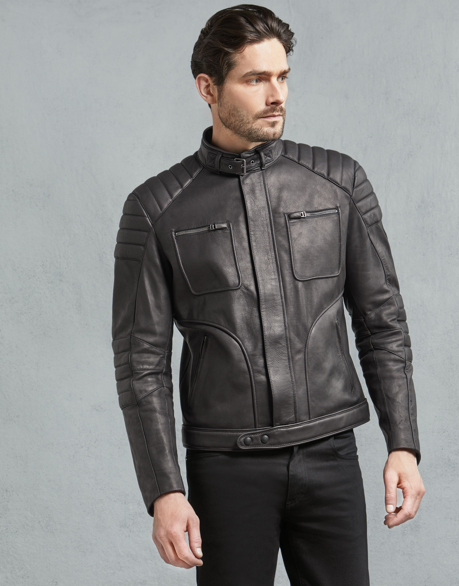 Apex Rider men's black biker leather jacket - RustTale