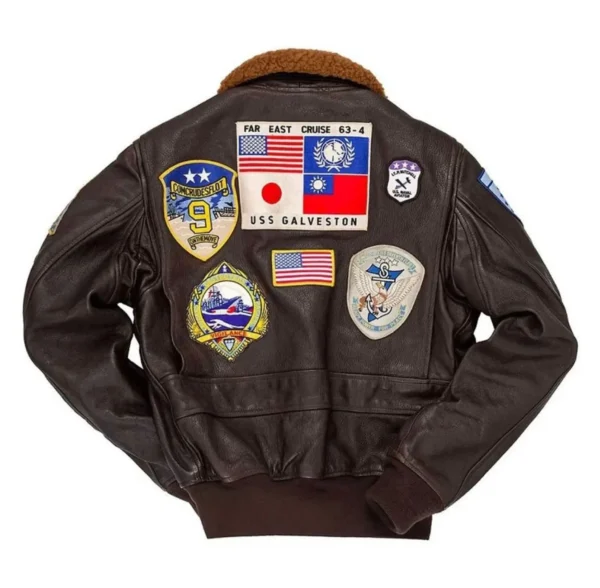 Sky Warrior men's brown aviator bomber leather jacket - front