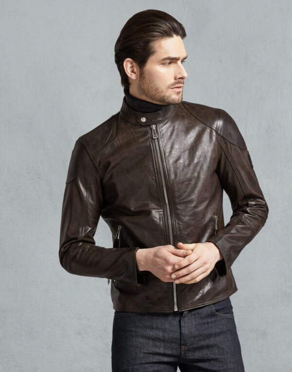 Timeless Rider men's brown biker leather jacket - RustTale