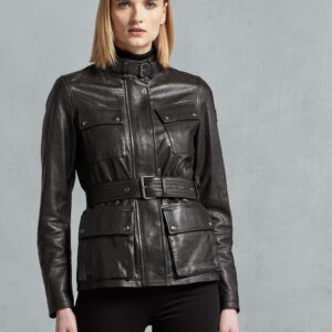 Black Forge women's black trialmaster motorcycle leather jacket - RustTale