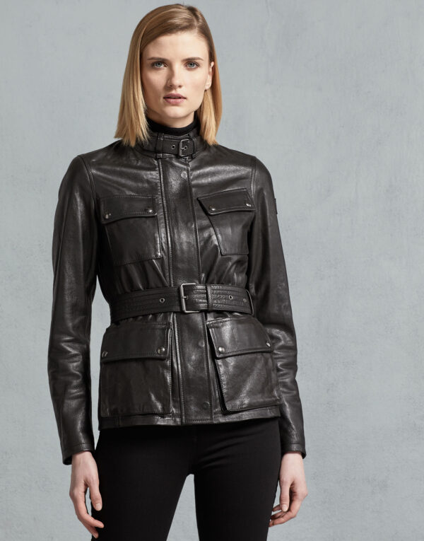 Black Forge women's black trialmaster motorcycle leather jacket - RustTale