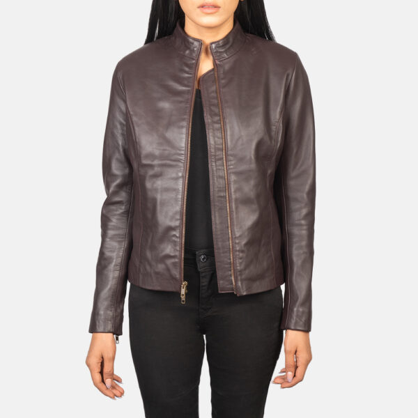 Ruby Rider women's maroon biker leather jacket - RustTale